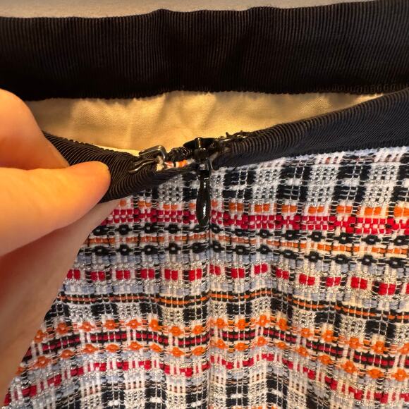 Talbots Womens 14P Texture Metallic Stripe Pencil Skirt Colorful Career Workwear - Picture 4 of 7